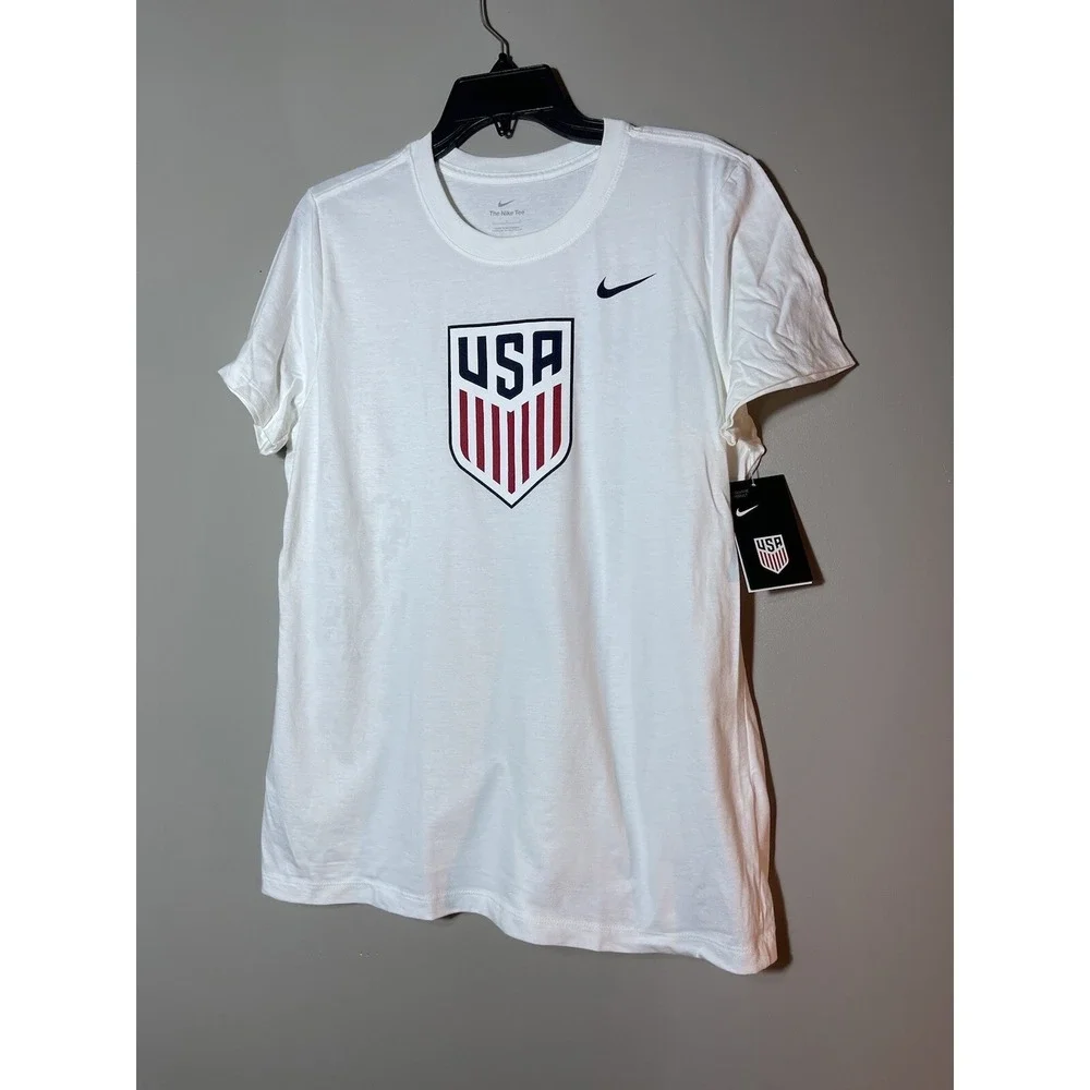 Nike Team USA Women's training Club Crest Cotton T-Shirt White Size XL New